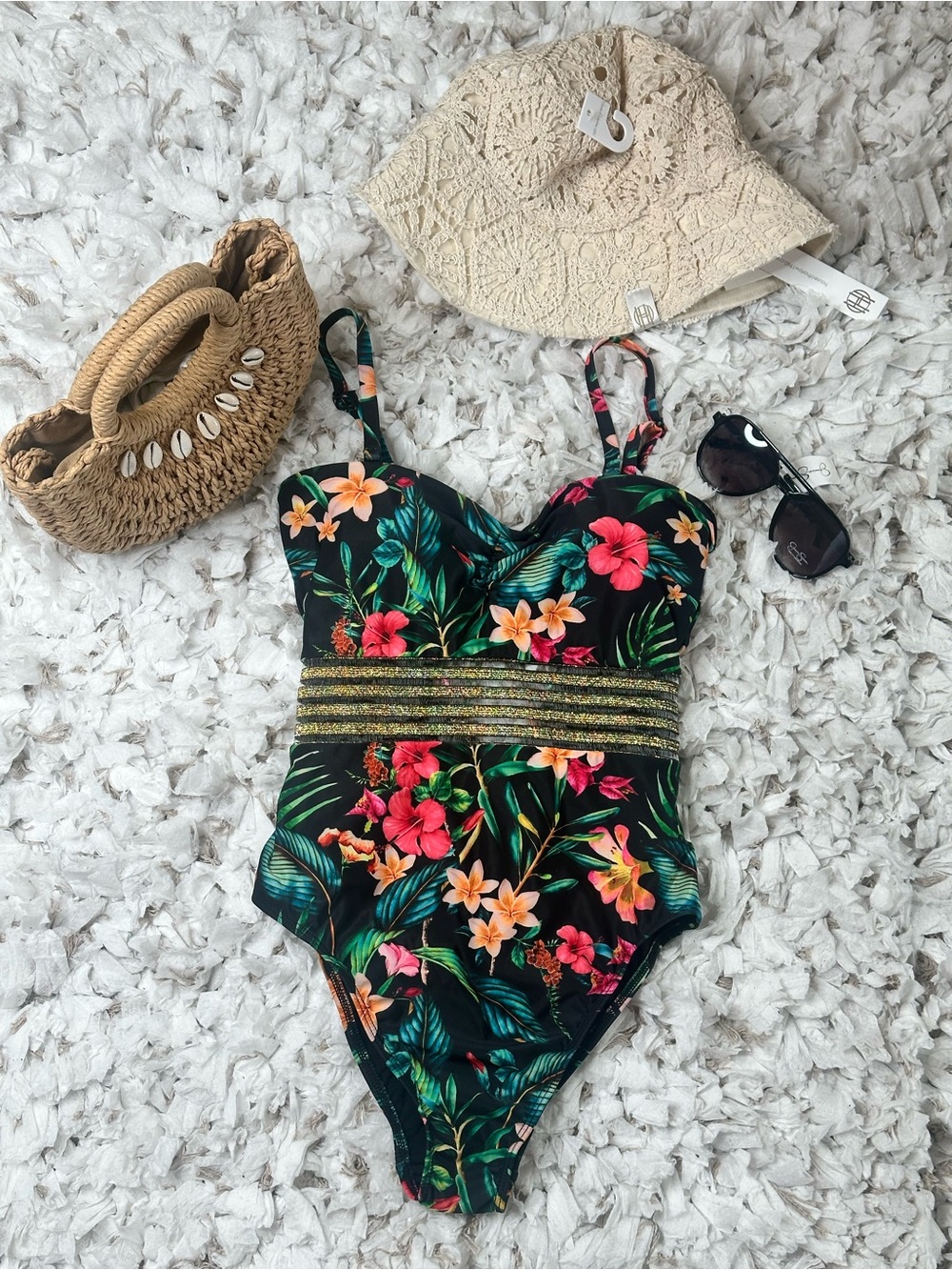 NWT VENUS Tropical Floral One Piece Swimsuit Size 8